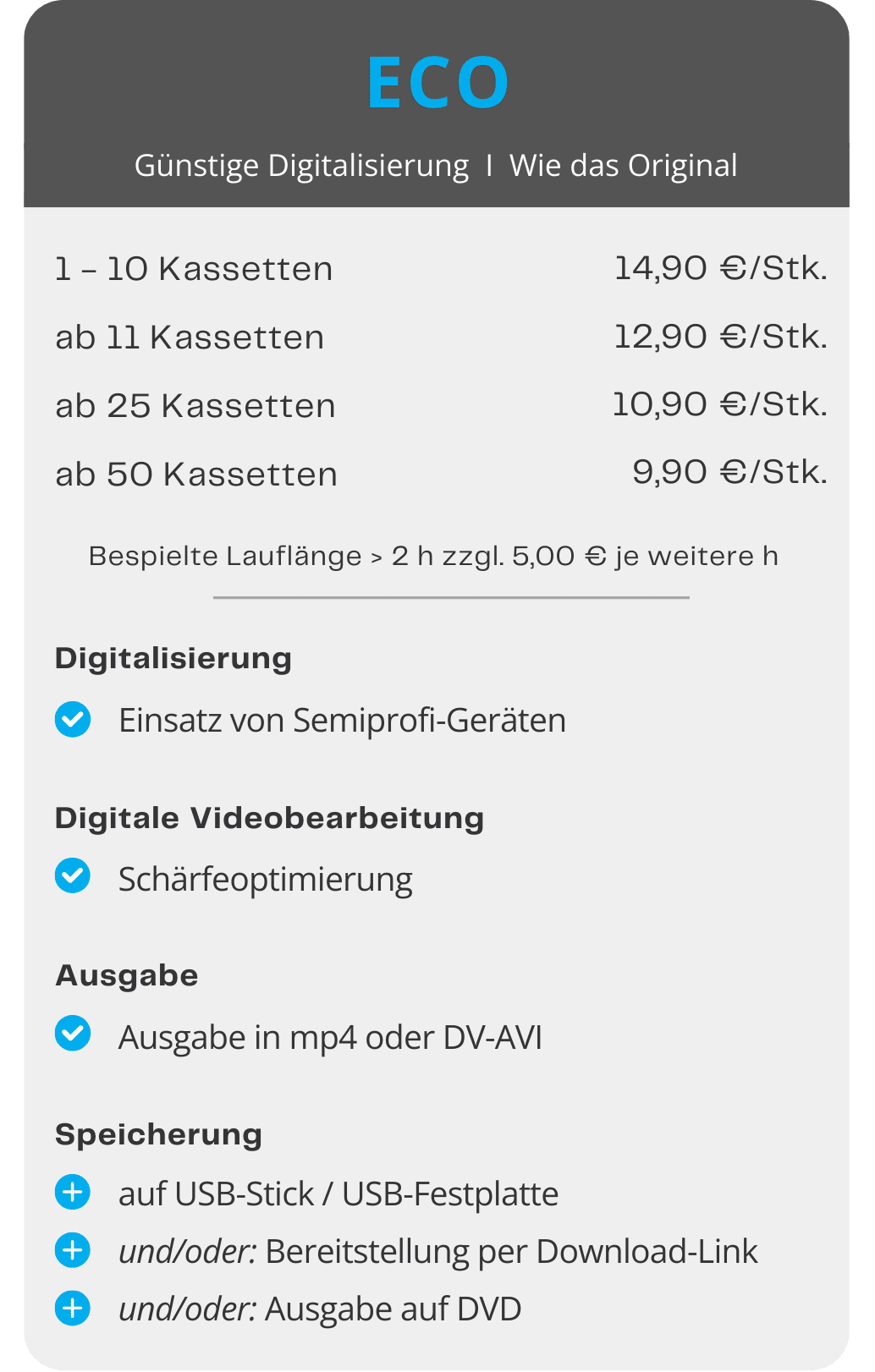 Preise und Leistungen  - Eco